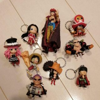 Japanese Antique One Piece Figure Key Chain Strap Set Of 8 & Other Figure Set