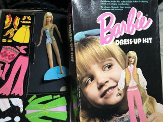 1970 Colorforms Barbie Dress - Up Kit W Stand - Up Barbie 4 Outfits Complete 510 Vtg