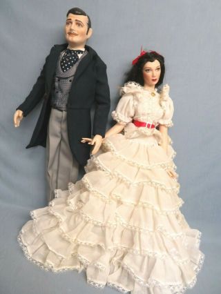 2 Franklin Porcelain Dolls Gone With The Wind Scarlett & Rhett Ex.  Com.