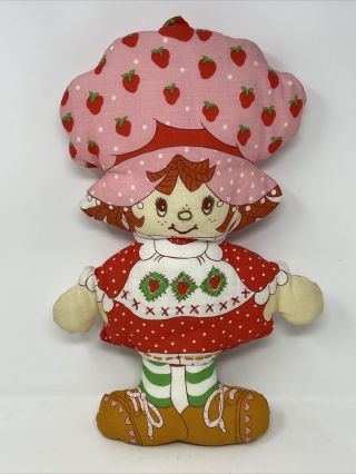 Vtg 80s Strawberry Shortcake Pillow Plush Handmade Homemade Mommy Made
