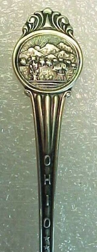 Vintage Ohio Sterling Silver 4 1/2 " State Souvenir Spoon By Manchester