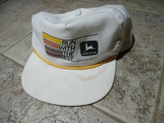 Vintage John Deere Run With The Best Trucker Rope Snapback Hat Cap