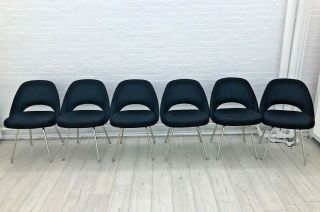 Eero Saarinen Knoll Black Armless Executive Chairs Set Of 6 Newly Reupholstered