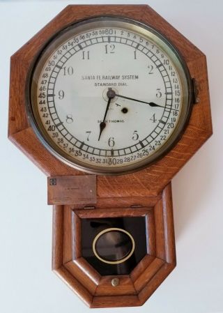 Antique Seth Thomas Santa Fe Railway Systems Pendulum Clock W/ Service Card/tags