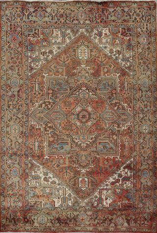 Vintage Geometric Traditional Oriental Area Rug Hand - Knotted Wool 6x9 Ft Carpet