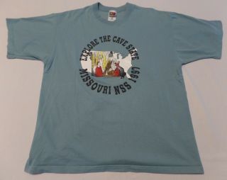 3011 - 10 Vintage 1997 Missouri Nss Explore The Cave State Graphic T - Shirt L