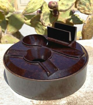 Antique English Art Deco Bakelite Pipe Cigar/cigerette Ashtray Vesta Matches Box