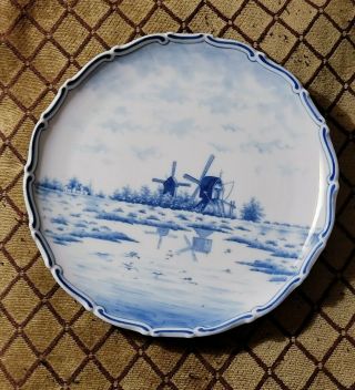 Antique Rs Delft Germany Blue & White Porcelain Plate 8 3/8 "