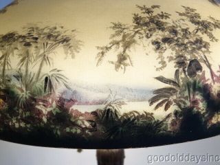 Antique Pittsburgh Reverse Painted Scenic Jungle Beach Scene Glass Table Lamp 5