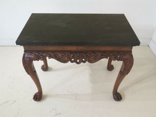 47963EC: BAKER Georgian Mahogany Console Table w.  Faux Marble Top 3