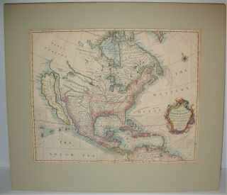 Robert Seal Vtg 1734 Hand Colored Map of North America California as an Island 2
