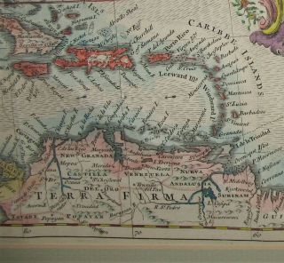 Robert Seal Vtg 1734 Hand Colored Map of North America California as an Island 4