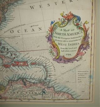 Robert Seal Vtg 1734 Hand Colored Map of North America California as an Island 5