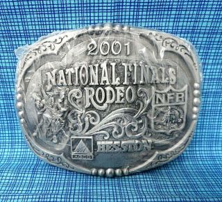 Vintage 2001 Hesston Nfr Rodeo Belt Buckle - Nos - Montana Silversmiths.  Twy026