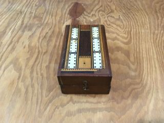 Antique Wooden Cribbage Box With Two Packs Of Vintage Delta Airlines Cards