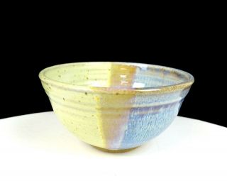 Japanese Studio Art Pottery Blue And Speckled Grey Wheel - Thrown 5 " Bowl