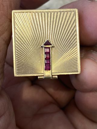 Authentic Vintage Tiffany & Co.  14k Yellow Gold And Ruby Pillbox