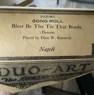 Duo Art Piano Roll Blest Be The Tie That Binds Vintage Antique