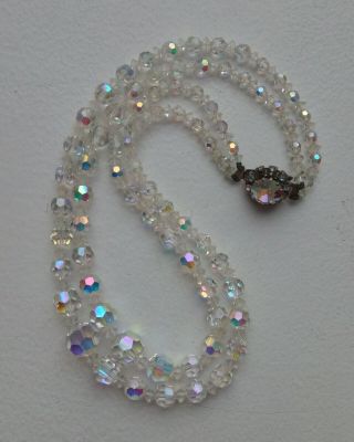Vintage Aurora Borealis Czech Crystal Glass Necklace.