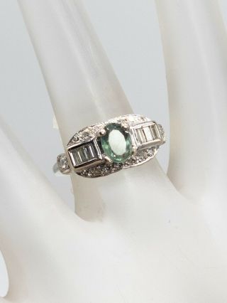 Antique 1940s Retro $6000 2ct Natural Alexandrite Diamond 14k White Gold Ring