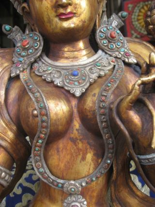 Antique Master Quality Handmade Tibetan Silver Green Tara,  Nepal 4