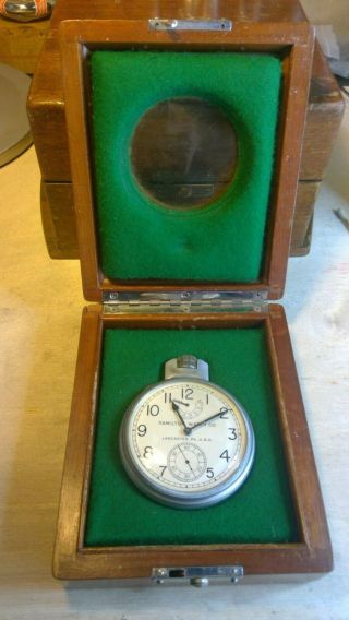Wwii 1941 Hamilton Bureau Of Ships U.  S.  Navy Chronometer Watch Model 22 Runs