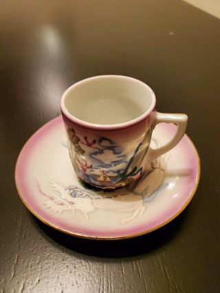 Vintage Demitasse Dragonware Tea Cup And Saucer Embossed Dragon Florida
