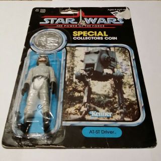 1984 Kenner Star Wars Potf At - St Driver With Coin On Partially - Opened Card