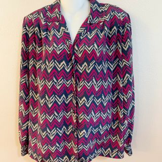 Vintage 80s Haberdashery By Personal Womens Size 8 Chevron Shoulder Pads Shirt