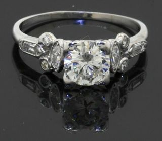 Antique Heavy Platinum 1.  34ct Vs1/g Diamond Engagement Wedding Ring Size 7