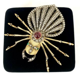 Antique 18k Gold & Silver Brooch,  pendant Diamonds,  Ruby,  Emerald 2