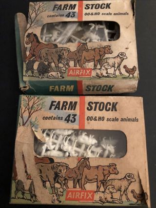 Vintage Airfix Farm Stock Oo & Ho 43 Scale Animals 2 Packages