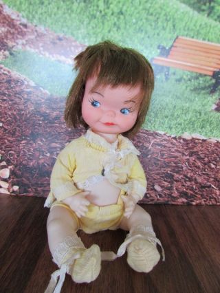 Vintage Cuddly 9 " Vinyl Baby Doll Made In Hong Kong