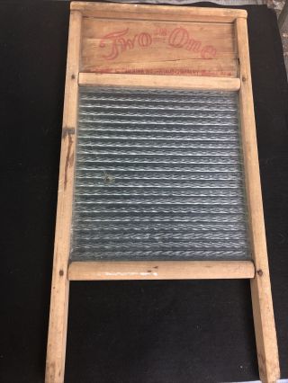 1 Vintage/antique Carolina Washboard Co.  Two In One No.  80 Family Size/glass/wood
