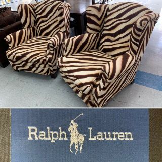 Fantastic Zebra Wingback Chairs By Ralph Lauren