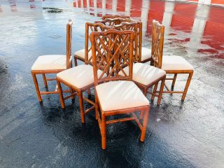 SET OF EIGHT CHIPPENDALE FAUX BAMBOO DINING CHAIRS 5