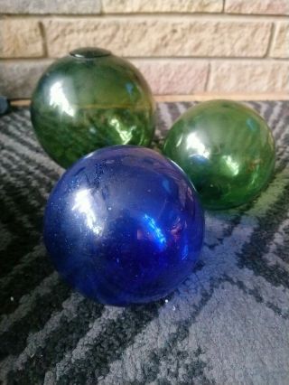 Vintage Glass Balls Fishing Floats Blue Green