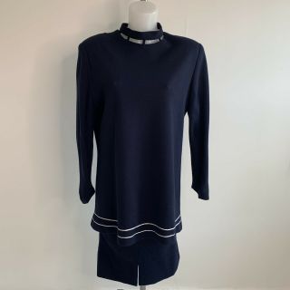 Vintage 1960’s Navy Blue Tunic Top And Skirt - Size M