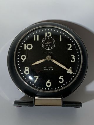 Vintage 1938 Art Deco Westclox Big Ben Alarm Clock.  Running.  Glows In Dark.  Nr