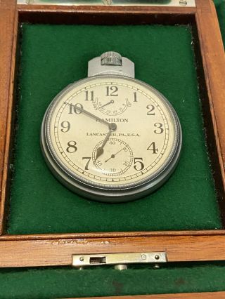 WWII 1942 Hamilton Bureau Of Ships U.  S.  Navy Chronometer Watch Model 22 Running 2