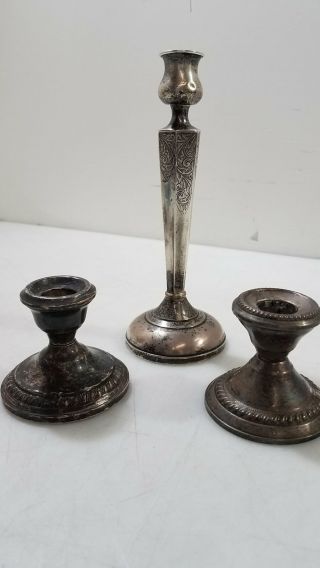 Three Weighted Sterling Candle Holders 574gr