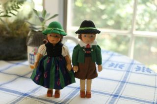 5 " Carved Wooden Lotte Sievers Hahn Dolls (germany) - - Alpine Costumes