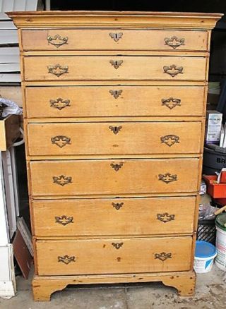 18th C.  Early American Tall Highboy 7 Drawer Chippendale Circa 1770 ??