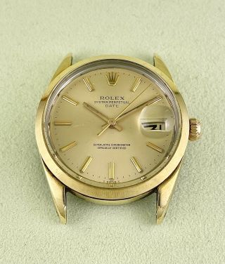 Vintage Rolex 34mm Watch Oyster Perpetual Date Ref 1550 Gold - Plated Steel Case