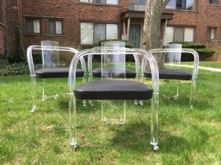 Set Of 4 Mid - 70s Charles Hollis Jones Style Lucite Chairs,  Spectacular