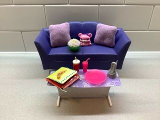 Mattel Barbie My House Couch Sofa And Table With Accessories Vintage