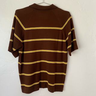 Vintage 60s Short Sleeve Polo Shirt Brown w/ Yellow Stripes Mens L Lord Jeff 3