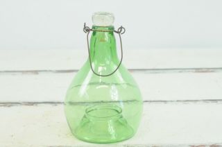 Antique/vintage Green Glass Fly Bee Bug Catcher From Romania Glass Stopper 8