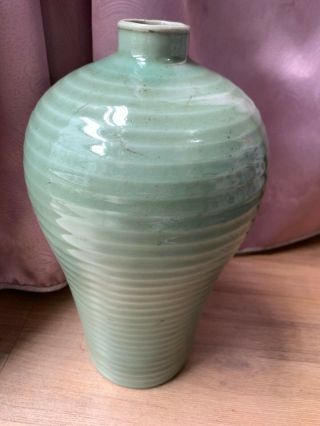 Large Antique Chinese Green - Glazed Crackle Export Porcelain Vases