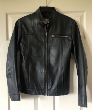 Vintage 1990’s Black Leather Biker Jacket Size 10